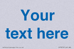 Custom blank information sign. Blue text, plain background